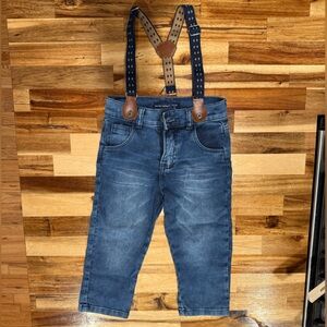 NWOT Kids Denim Jeans with Suspenders
